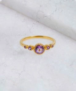 Best reviews of 🔔 YS Gems Natural Amethyst & 14k Gold-Plated Round-Cut Band Ring 🔥