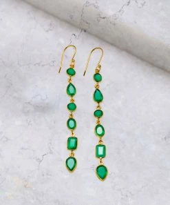 Buy 😍 YS Gems Green Onyx & 14k Gold-Plated Station Drop Earrings 👍