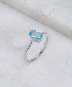 Discount π YS Gems Blue Topaz & Sterling Silver Ring π