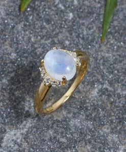Discount 🛒 YS Gems Rainbow Moonstone & 14k Gold-Plated Ring ❤️