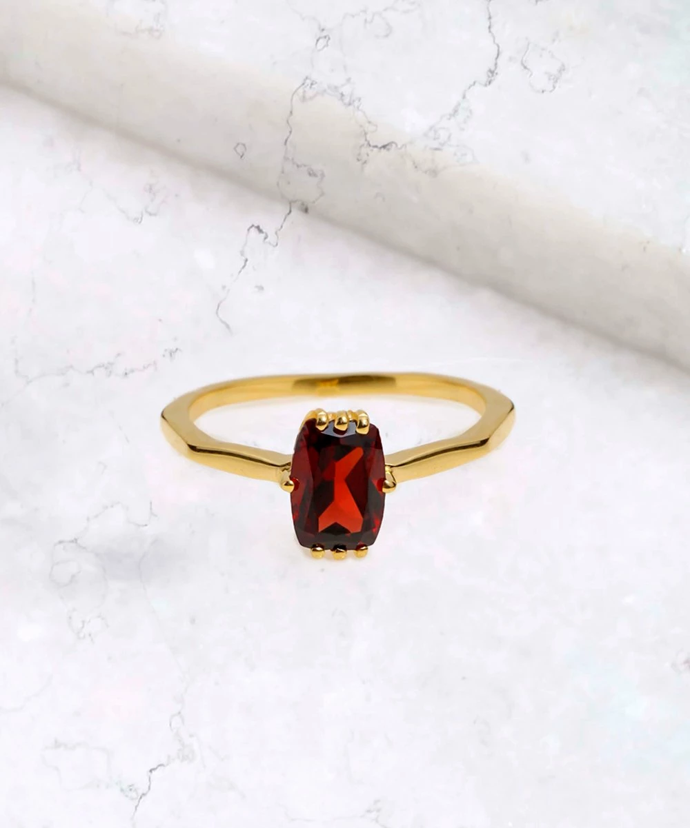 Deals π€© YS Gems Natural Garnet & 14k Gold-Plated Solitaire Ring π