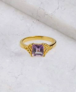 Discount π YS Gems Amethyst & 14k Gold-Plated Celtic Ring π₯°