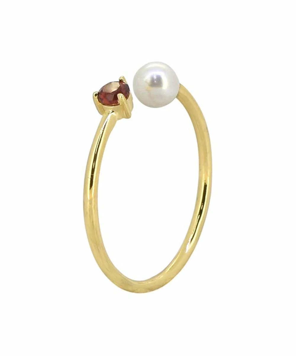 Brand new β¨ YS Gems Natural Garnet & Cultured Pearl Round-Cut Bypass Ring β€οΈ - Image 2