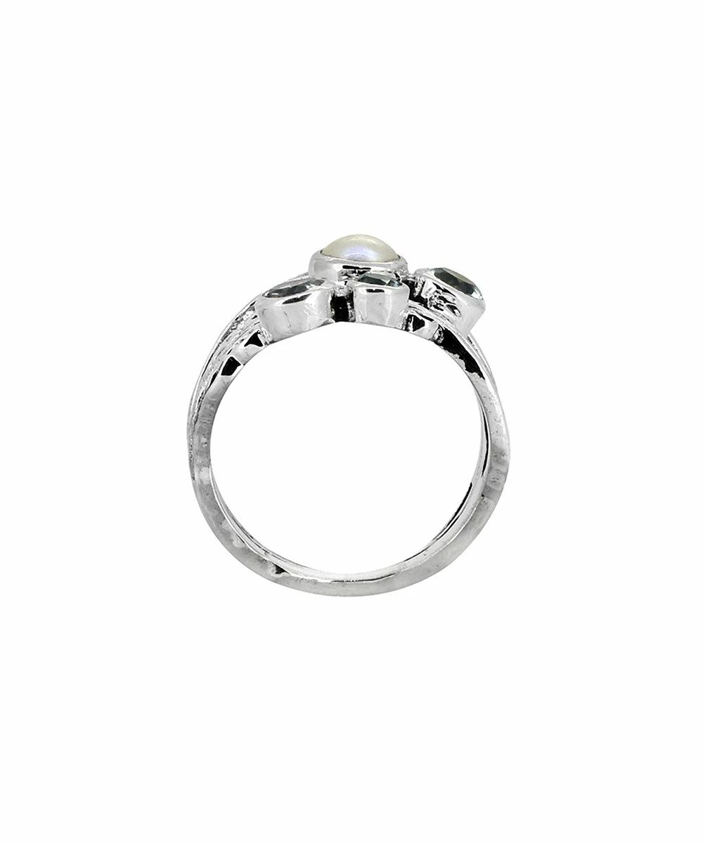 New π€© YS Gems Blue Topaz & Cultured Pearl Filigree Openwork Ring β - Image 3