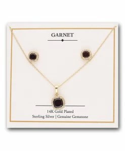 Outlet βοΈ YS Gems Natural Garnet & Natural Topaz Pendant Necklace & Stud Earrings π