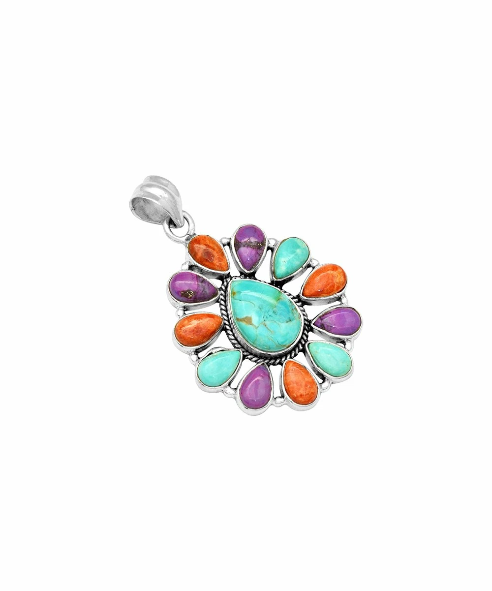 Brand new 𧨠YS Gems Mohave Turquoise & Sterling Silver Flower Pendant β - Image 2