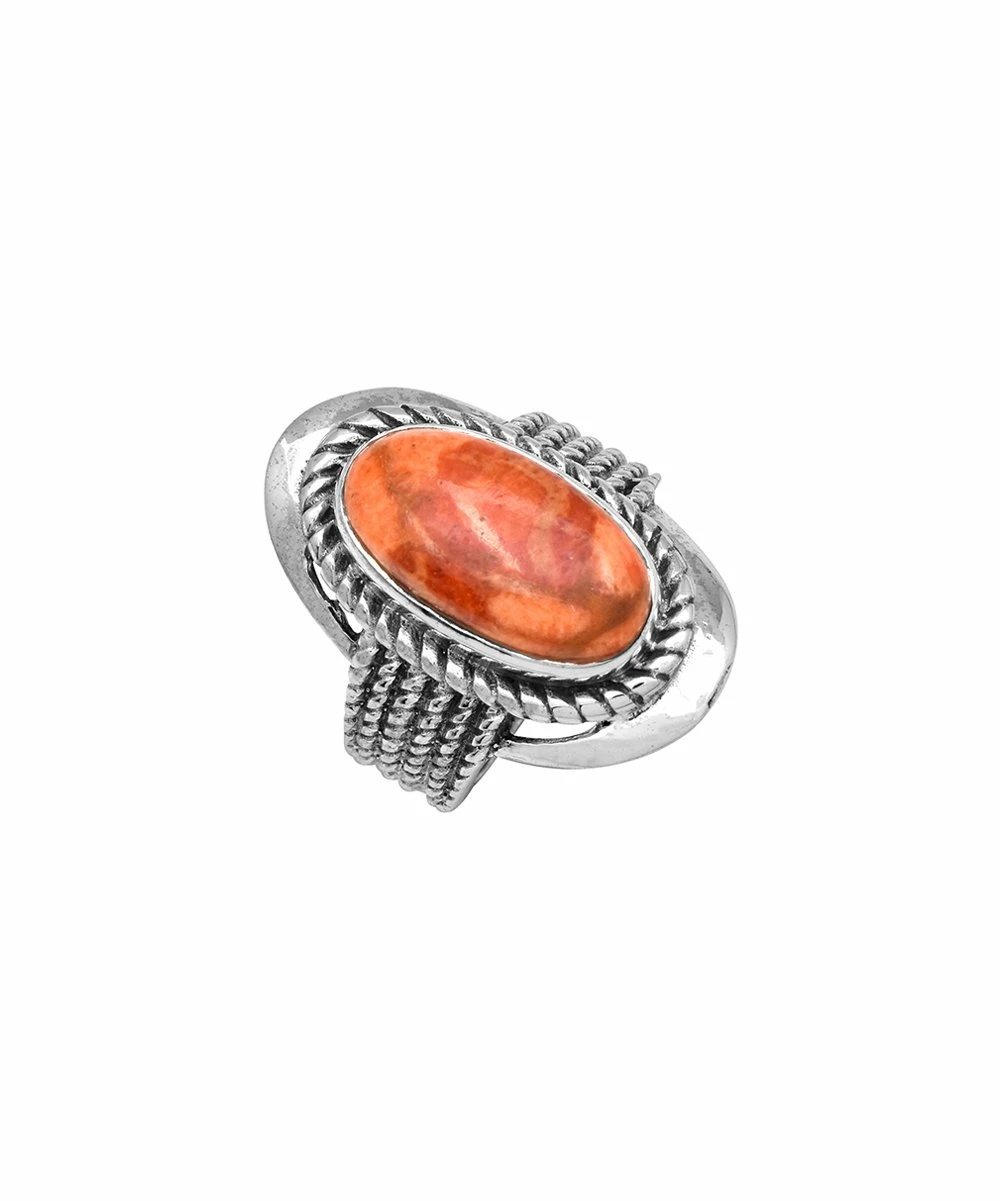 Coupon π YS Gems Orange Mohave Turquoise & Sterling Silver Rope Ring π - Image 3