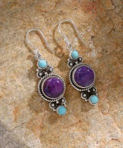 Deals 🔥 YS Gems Purple Mohave Turquoise & Sterling Silver Drop Earrings 😀