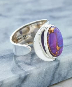 Cheap π YS Gems Purple Copper Turquoise & Sterling Silver Bypass Ring π₯