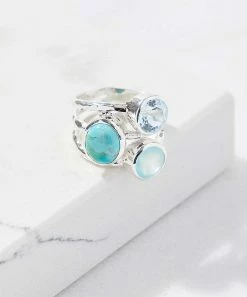 Promo ❤️ YS Gems Mohave Turquoise & Aqua Chalcedony Stacked Ring 🤩