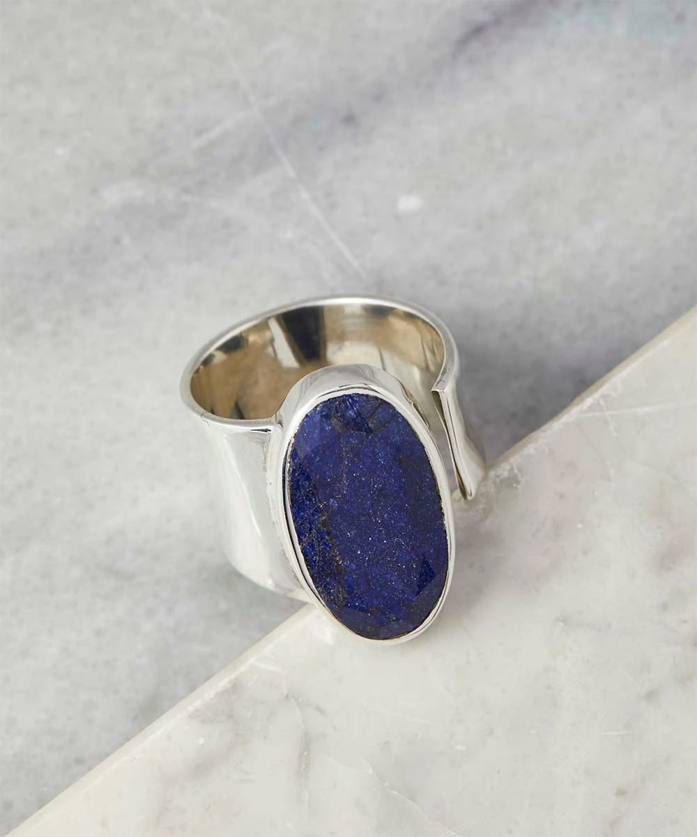 Brand new π YS Gems Corundum Sapphire & Sterling Silver Bypass Ring β