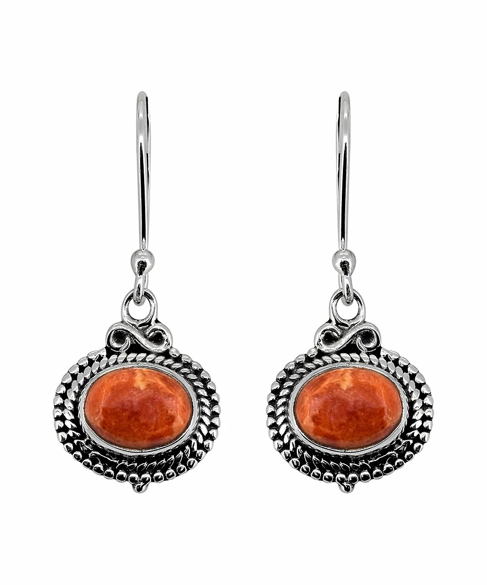 Outlet π YS Gems Orange Mohave Turquoise & Sterling Silver Milgrain Drop Earrings π₯ - Image 2