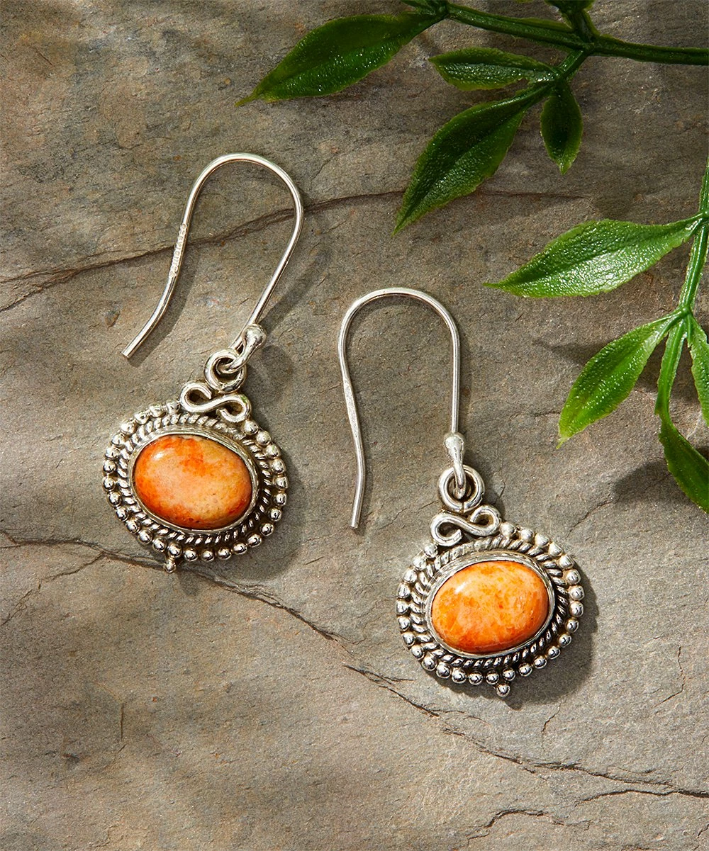 Outlet π YS Gems Orange Mohave Turquoise & Sterling Silver Milgrain Drop Earrings π₯