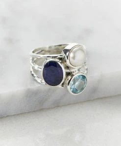 Coupon 🎁 YS Gems Corundum Sapphire & Blue Topaz Cluster Ring 🤩