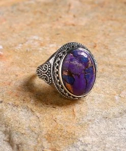 Flash Sale ✨ YS Gems Purple Copper Turquoise & Sterling Silver Oval Filigree Ring 🎉