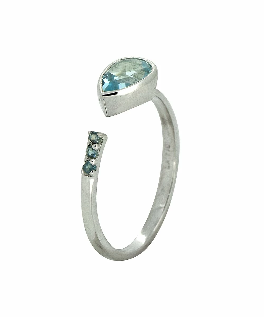 Best deal π YS Gems Blue Topaz & Sterling Silver Bypass Ring π₯° - Image 3