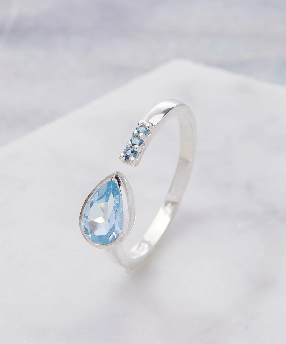 Best deal π YS Gems Blue Topaz & Sterling Silver Bypass Ring π₯°