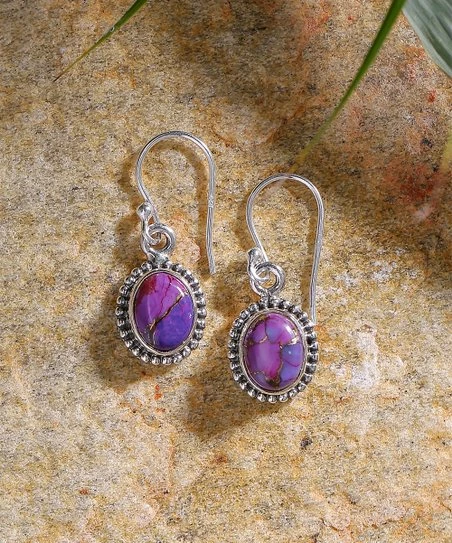 Best deal π YS Gems Purple Copper Turquoise & Sterling Silver Milgrain Drop Earrings β¨