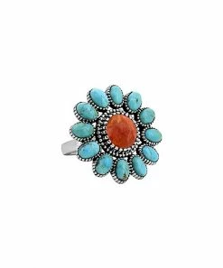 Budget β YS Gems Mohave Turquoise & Sterling Silver Flower Statement Ring π―