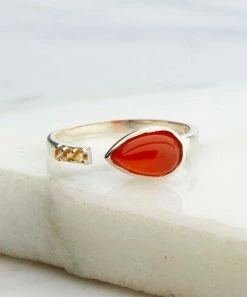 Best Pirce ⭐ YS Gems Carnelian & Citrine Bypass Ring 🌟