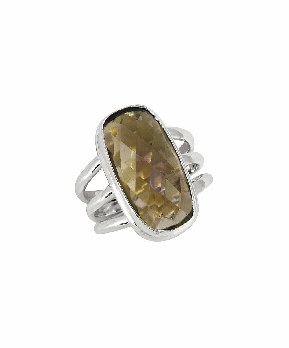 Buy β¨ YS Gems Smokey Quartz & Sterling Silver Rounded Rectangle Ring π₯ - Image 2