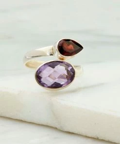 Best deal 🤩 YS Gems Garnet & Amethyst Bypass Ring ✔️