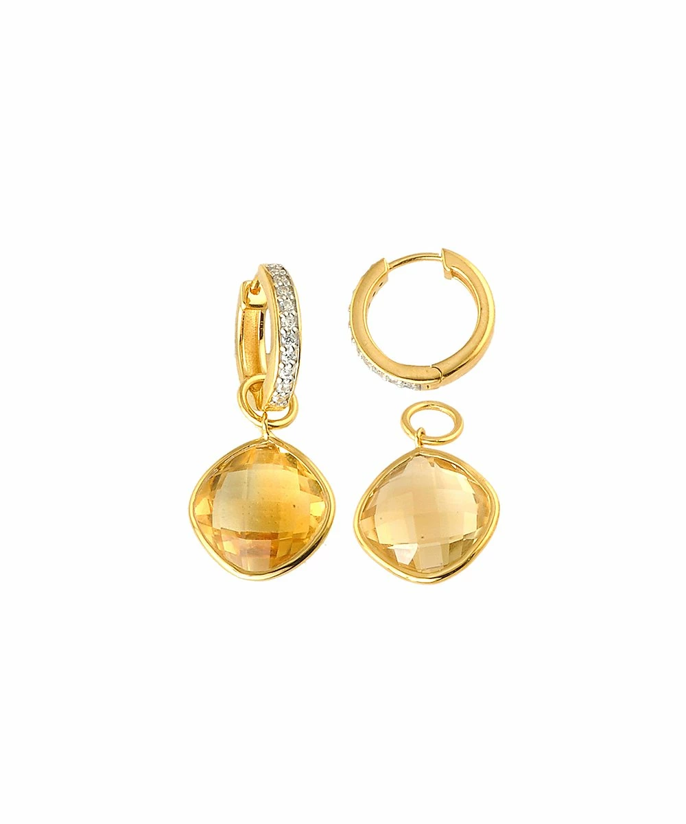 Best Pirce β¨ YS Gems Citrine & White Zircon Convertible Hoop-to-Drop Earrings π - Image 2