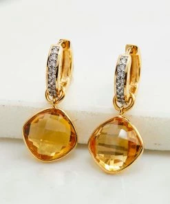 Best Pirce β¨ YS Gems Citrine & White Zircon Convertible Hoop-to-Drop Earrings π