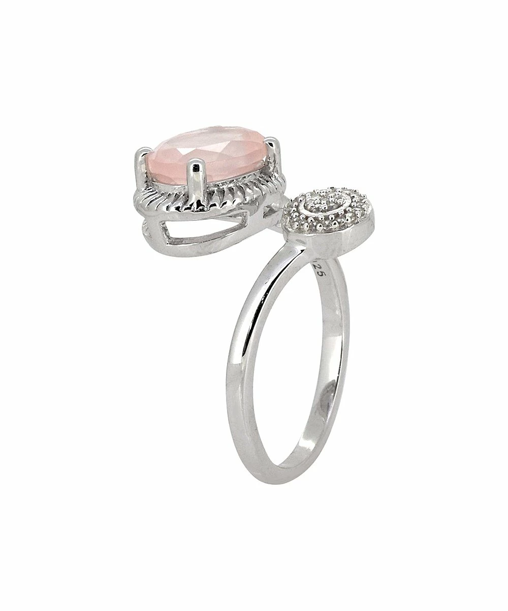 Flash Sale π YS Gems Rose Quartz & Zircon Bypass Ring 𧨠- Image 2