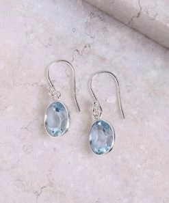 Promo 🎁 YS Gems Blue Topaz & Sterling Silver Oval Drop Earrings 🎁