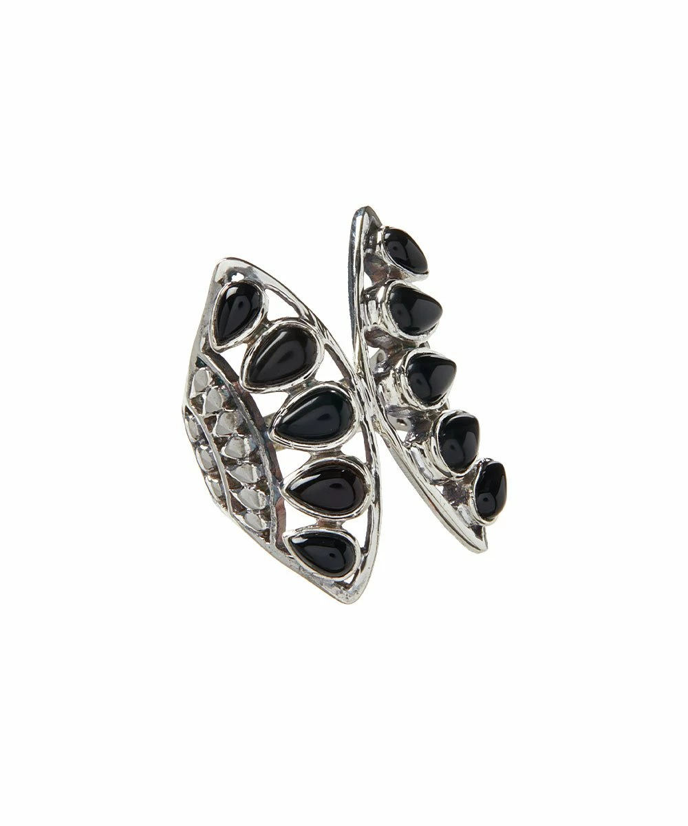 Deals π YS Gems Black Onyx & Sterling Silver Butterfly Wing Ring β
