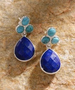 Cheapest 🔥 YS Gems Blue Mohave Turquoise & Lapis Teardrop Earrings 🔥