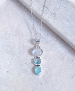 Wholesale 🥰 YS Gems Blue Topaz & Aqua Chalcedony Pendant ✔️