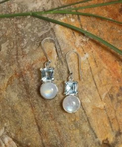 Brand new ❤️ YS Gems Blue Topaz & Moonstone Drop Earrings 💯