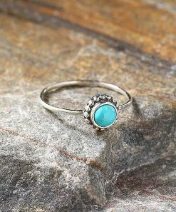 Hot Sale ❤️ YS Gems Blue Mohave Turquoise & Sterling Silver Halo Ring 🔥
