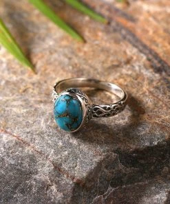 Promo 🧨 YS Gems Blue Copper Turquoise & Sterling Silver Filigree Ring ⭐