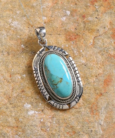 Deals π YS Gems Mohave Turquoise & Sterling Silver Oval Pendant π