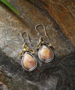 Discount 🛒 YS Gems Crazy Lace Agate & Sterling Silver Drop Earrings ✔️