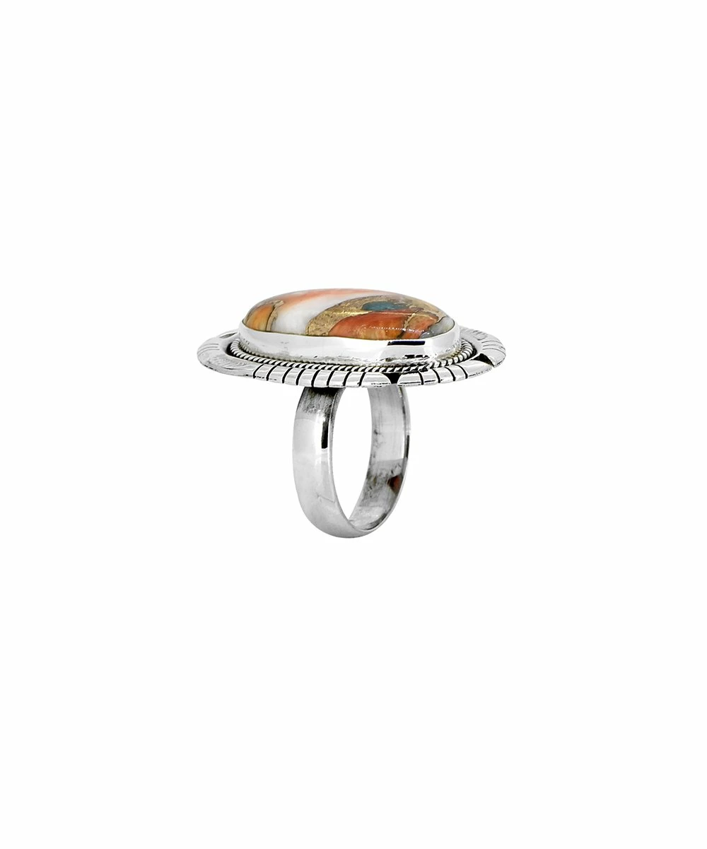 Best Sale π YS Gems Oyster Mohave Turquoise & Sterling Silver Detailed Oval Ring π - Image 2