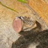 Budget 💯 YS Gems Rose Quartz & Sterling Silver Leaf Ring 🔔