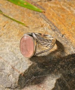 Budget π― YS Gems Rose Quartz & Sterling Silver Leaf Ring π