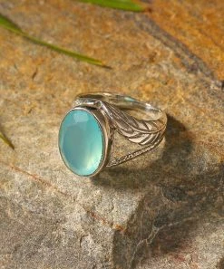 Deals 👍 YS Gems Aqua Chalcedony & Sterling Silver Leaf Ring 😉