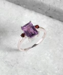 Cheap 😍 YS Gems Amethyst & Rhodolite Garnet Emerald-Cut Illusion-Set Ring ⌛