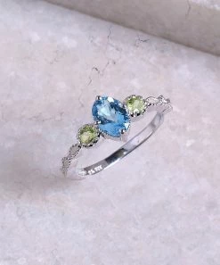 Cheap 😉 YS Gems Swiss Blue Topaz & Peridot Oval-Cut Ring ⌛