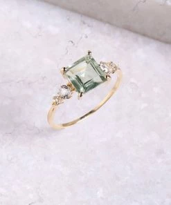 Best deal 👍 YS Gems Prasiolite & White Topaz Princess-Cut Ring 💯