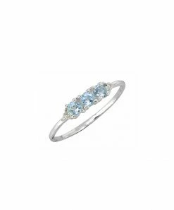 New 💯 YS Gems Blue & White Topaz Round Trio Ring 🛒