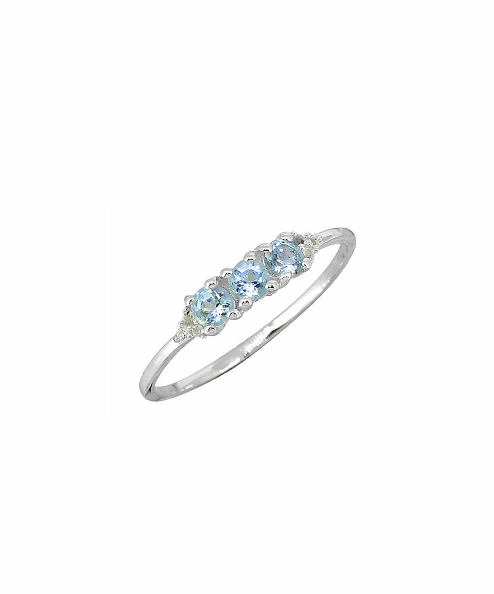 New π― YS Gems Blue & White Topaz Round Trio Ring π