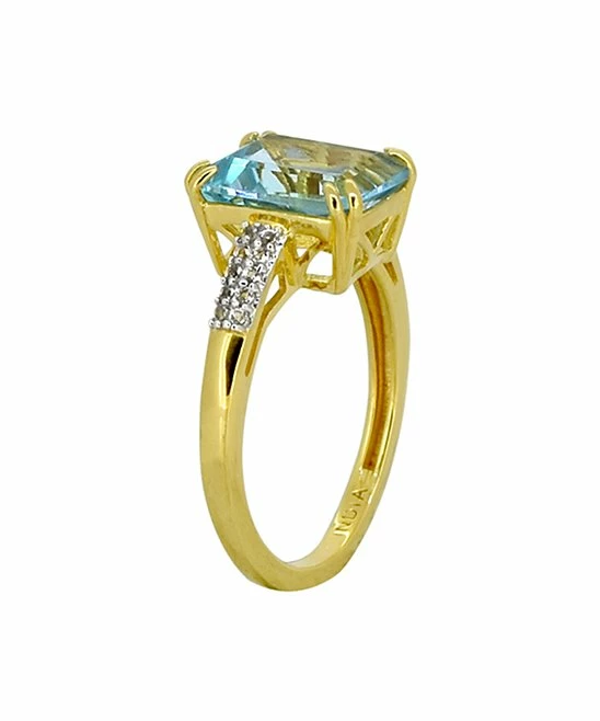 Cheap βοΈ YS Gems Blue & White Topaz & Gold-Plated Sterling Silver Emerald-Cut Ring β¨ - Image 2