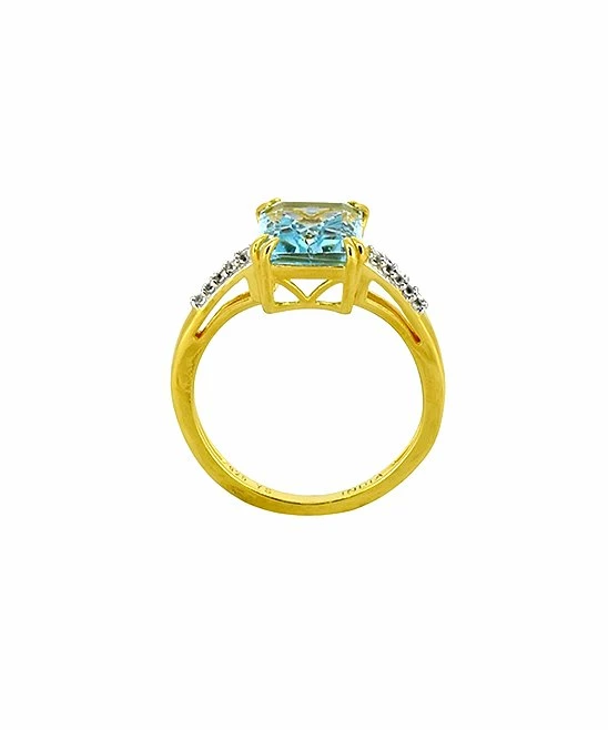 Cheap βοΈ YS Gems Blue & White Topaz & Gold-Plated Sterling Silver Emerald-Cut Ring β¨ - Image 3