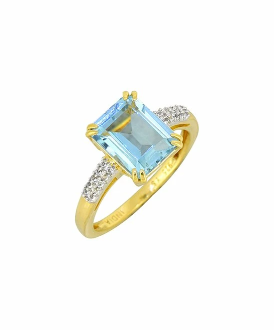 Cheap βοΈ YS Gems Blue & White Topaz & Gold-Plated Sterling Silver Emerald-Cut Ring β¨
